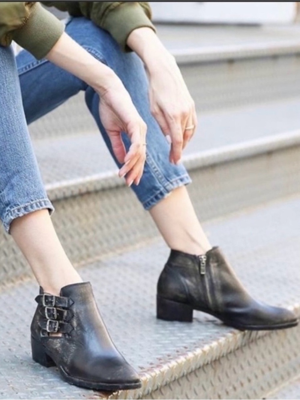 Frye Ray Belted Bootie Ankle Boot Black